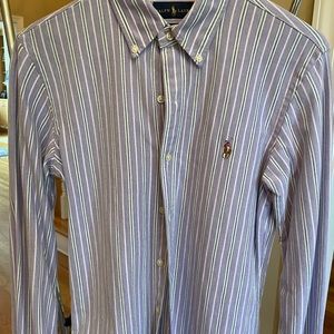 Ralph Lauren Mens S dress shirt. Light purple and green knit oxford.